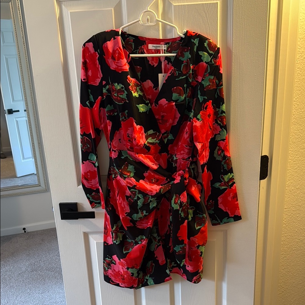 Floral Red and Black Women's Dress